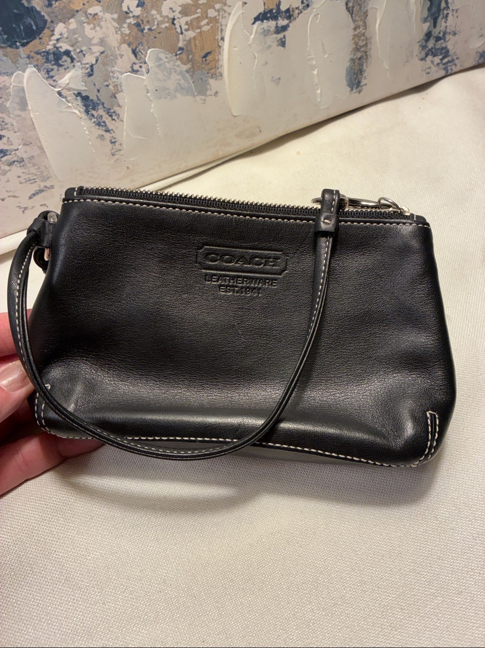 Genuine Y2K  Coach Black Leather Wristlet with Tassel